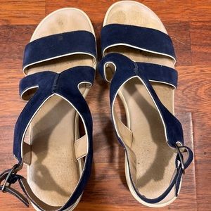 Johnston murphy blue leather strappy sandal size 7